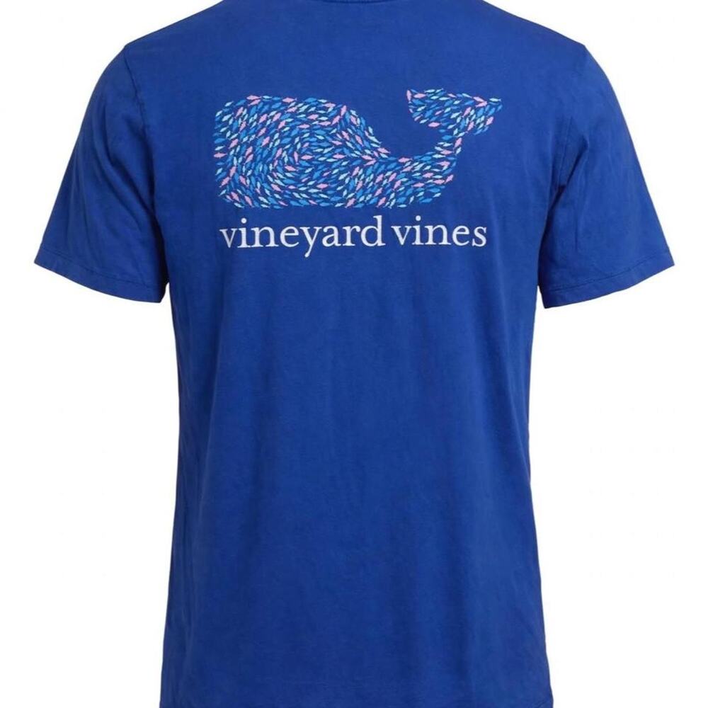 Vineyard Vines T-Shirt Mens L Blue Whale Fish Fill Graphic